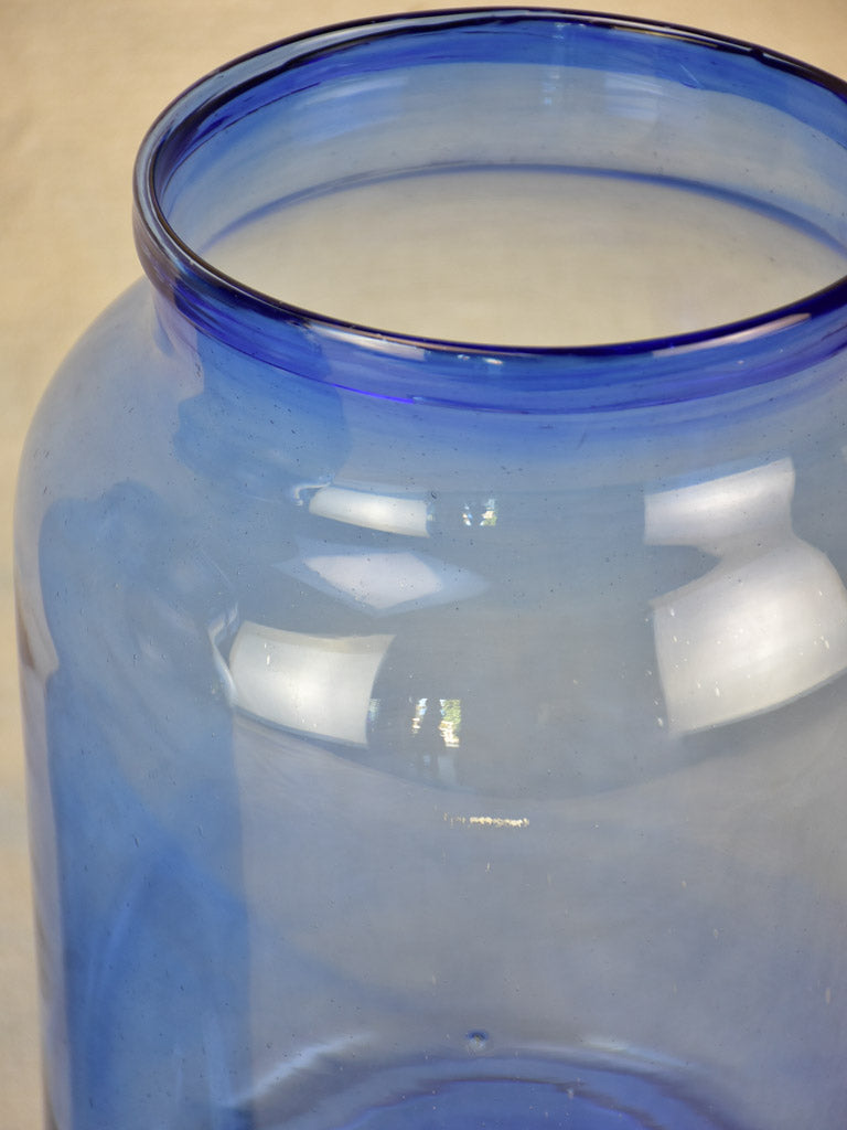 Pair of vintage blown glass jars - periwinkle blue 13½"