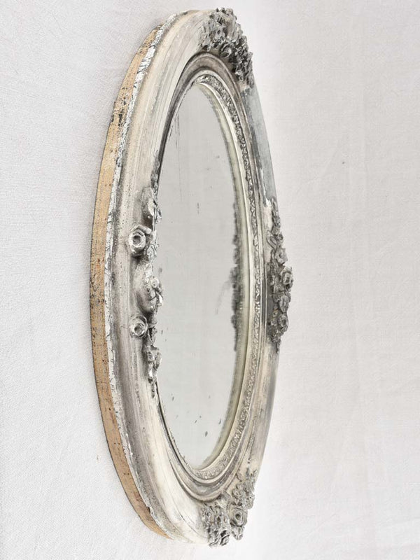 1930s grey framed charming oval mirror