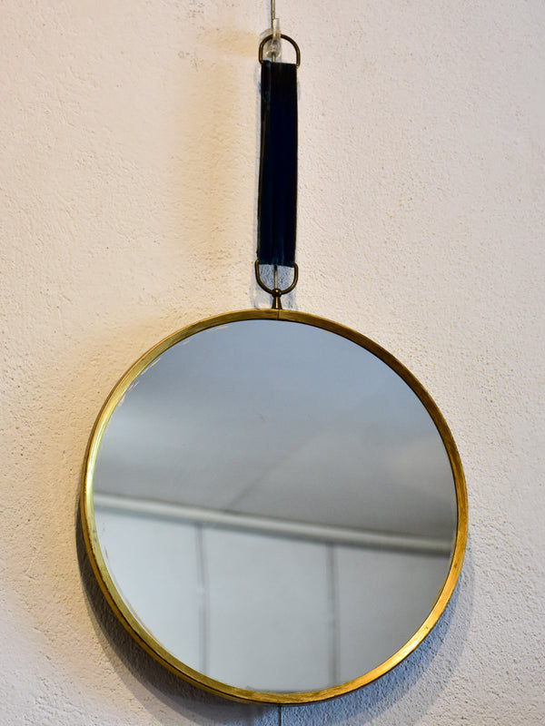 Vintage round mirror with velvet ribbon