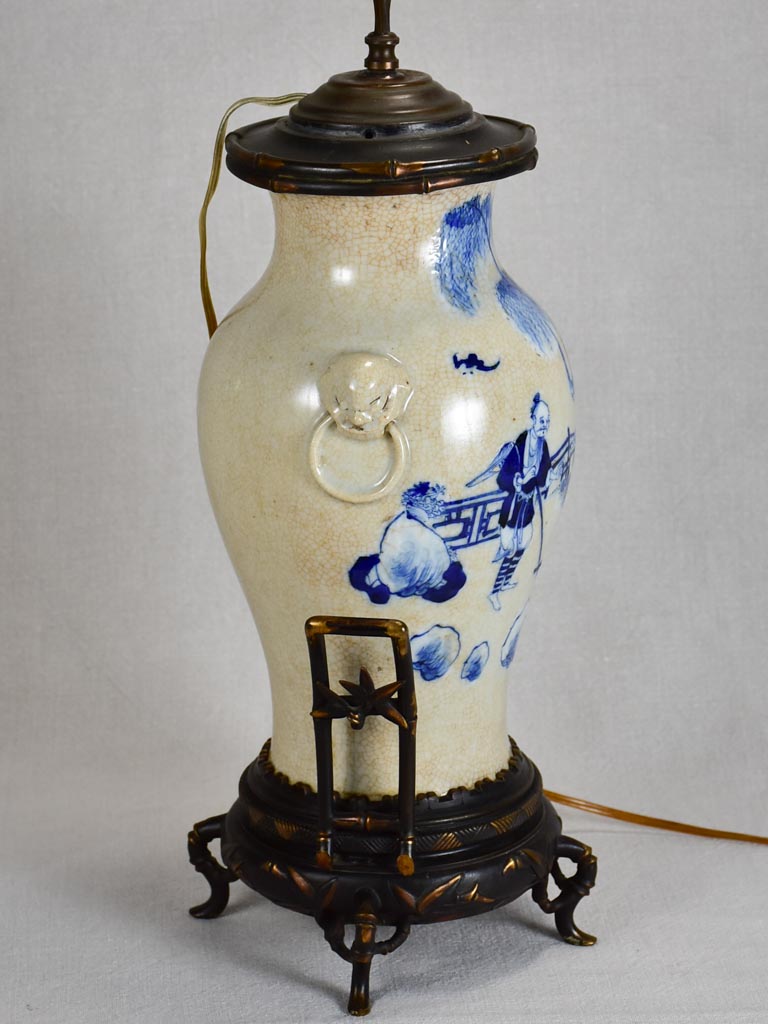 Napoleon III Chinoiserie lamp - blue and beige