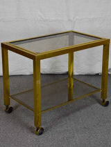 Mid century side table on wheels - glass and brass