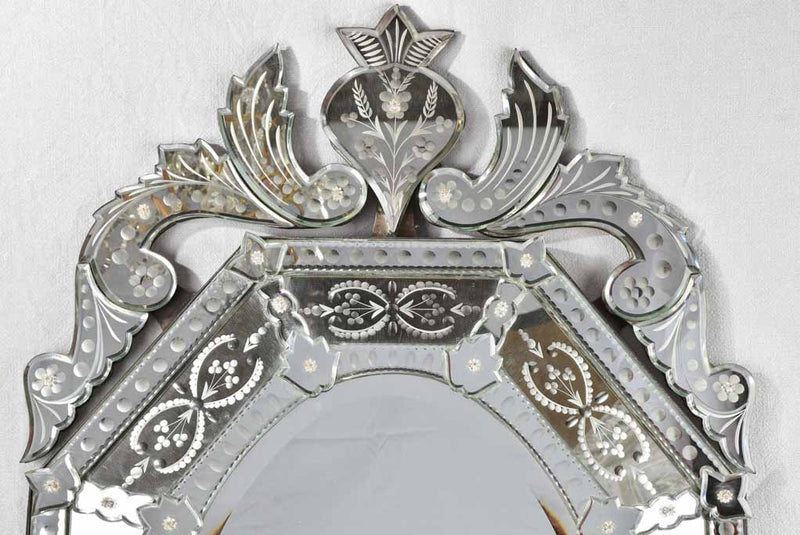 1950s octagonal crested Venetian mirror 44"