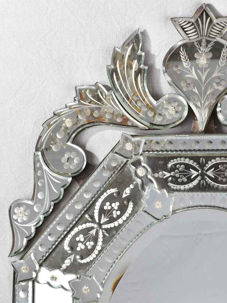1950s octagonal crested Venetian mirror 44"