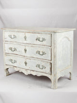 Regional 3 drawer commode, 19th century, distressed pale blue patina 47¾""