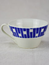 Set of 14 mid century coffee cups with blue and red pattern