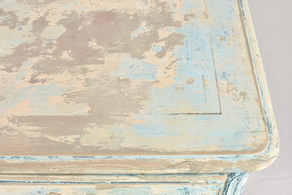 Early 20th century 3 drawer commode with distressed blue patina 37½"