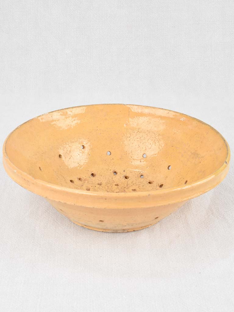 RESERVED GG Antique French faisselle with yellow glaze 11½"