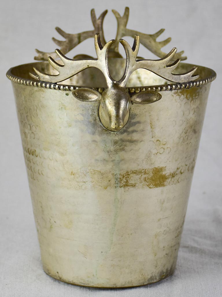 Mid century French ice bucket with moose head handles