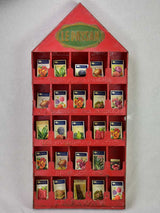 Paysan seed display from the 1940's /50's with red patina and pitched roof 19¼"