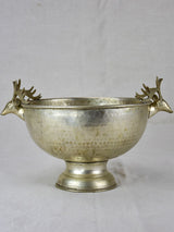 Mid century French champagne bucket with moose head handles