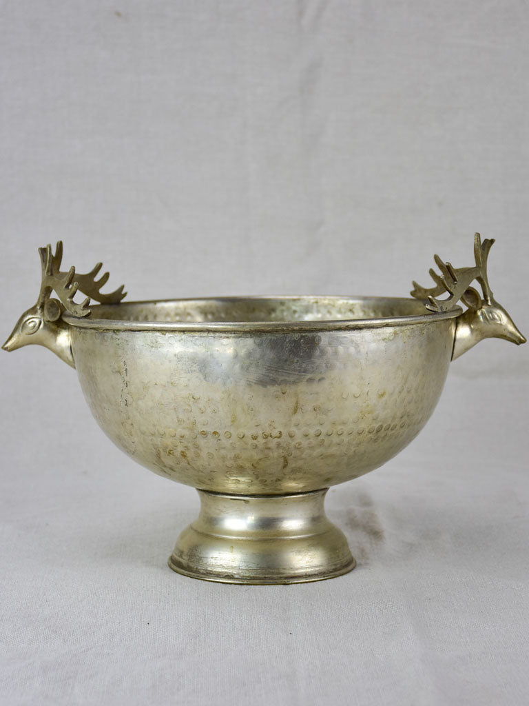 Mid century French champagne bucket with moose head handles
