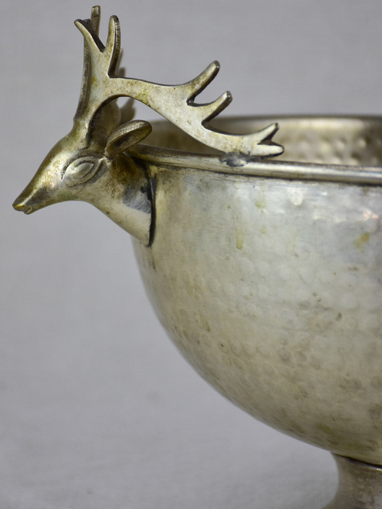 Mid century French champagne bucket with moose head handles