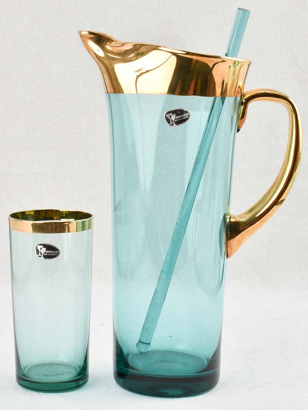 Set of 8 glasses with pitcher - green