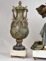 Napoleon III mantle clock with matching ornamental urns