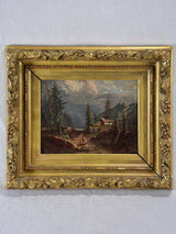 Antique gilt-framed landscape oil painting