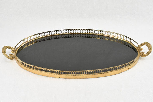 Black glass 1970s aperitif serving tray