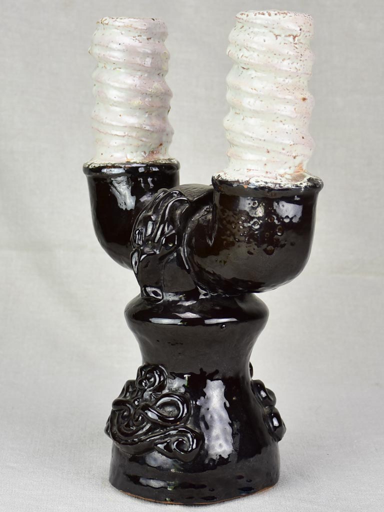 Mid century ceramic lamp base - signed Austury (Vallauris) 14½"
