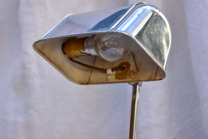 Adjustable 1930's reading lamp - travertine and chrome