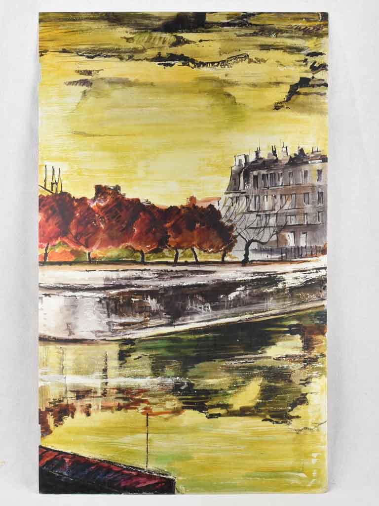 Historic Seine river oil canvas artwork