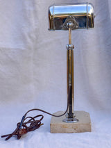 Adjustable 1930's reading lamp - travertine and chrome