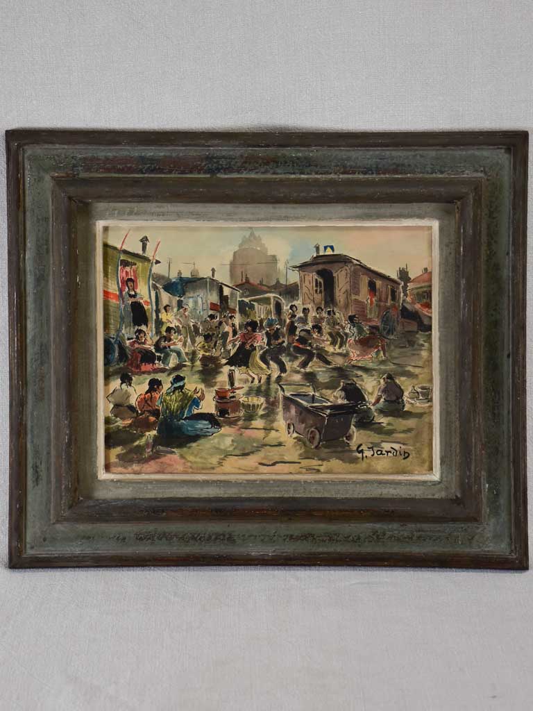 Early 20th century watercolor of Gypsy fete in the Camargue - Georges Jardin 16½" x 19¾"