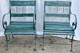 Antique Parisian garden table with three chairs - green