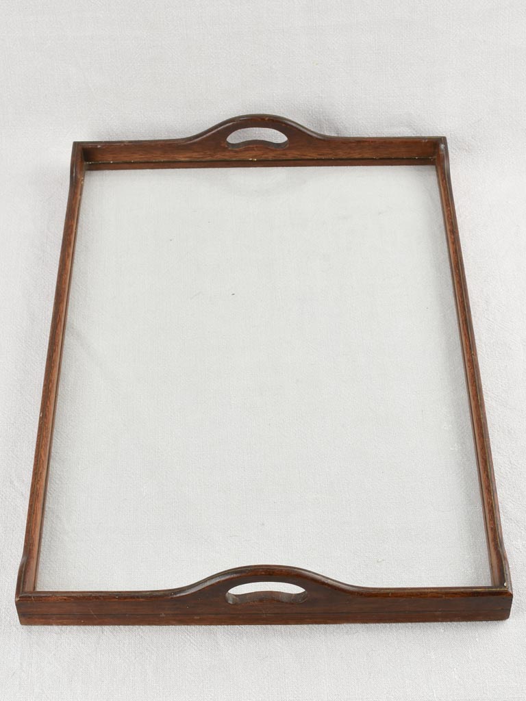 Antique French platter - glass and rosewood 24"