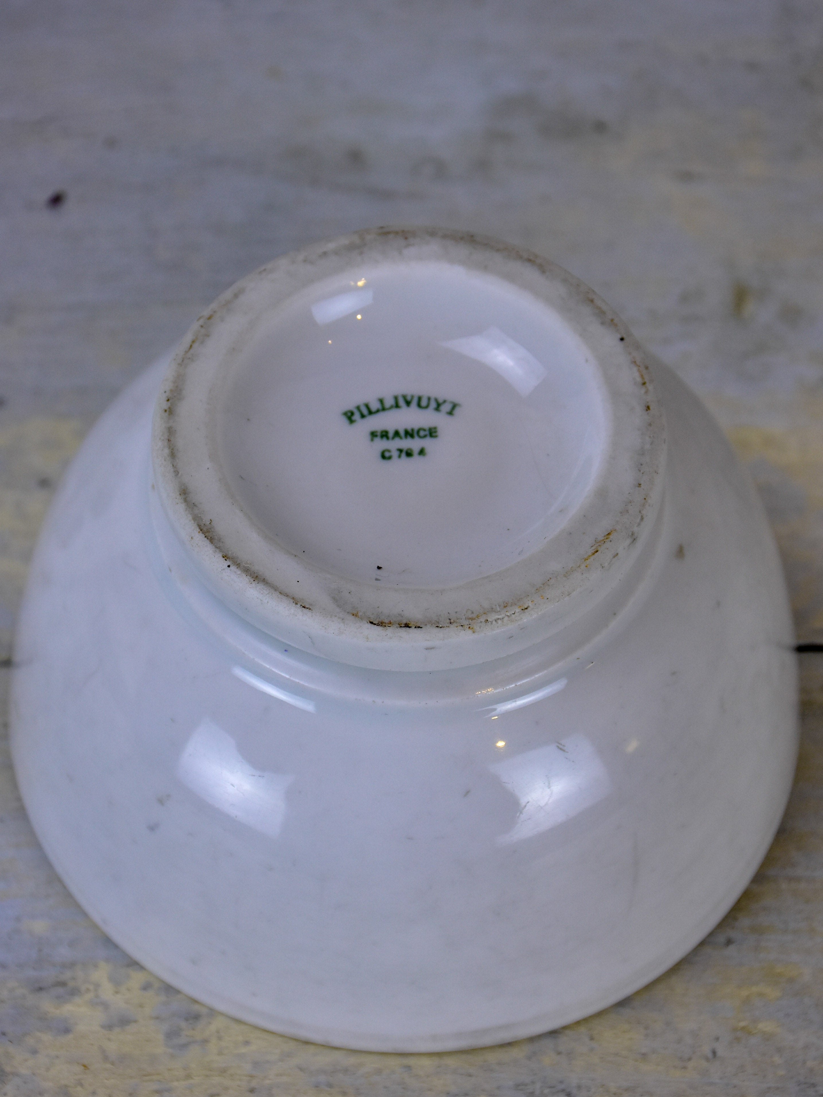 Five antique French Pillivuyt breakfast bowls - white
