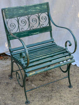 Antique Parisian garden table with three chairs - green