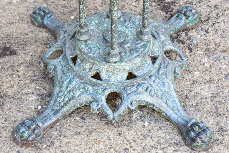 Antique Parisian garden table with three chairs - green