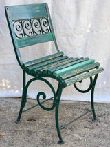 Antique Parisian garden table with three chairs - green
