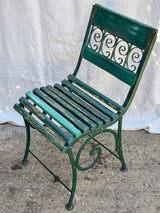 Antique Parisian garden table with three chairs - green