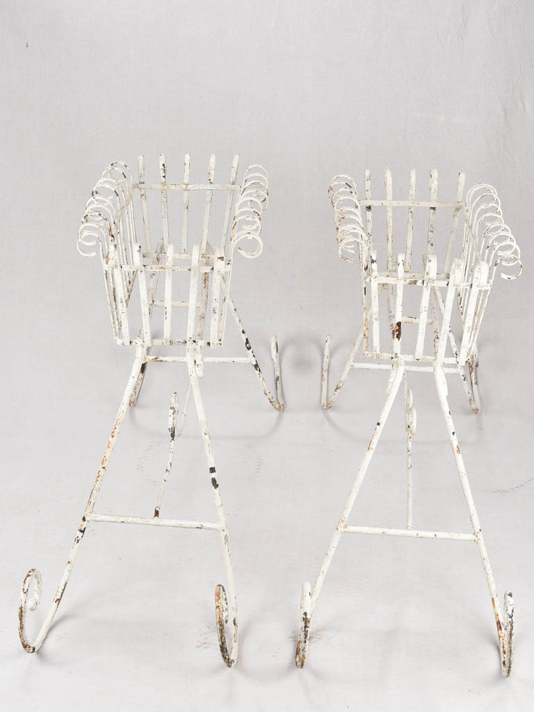 Pair of plant stands - wrought iron with white patina 48½"