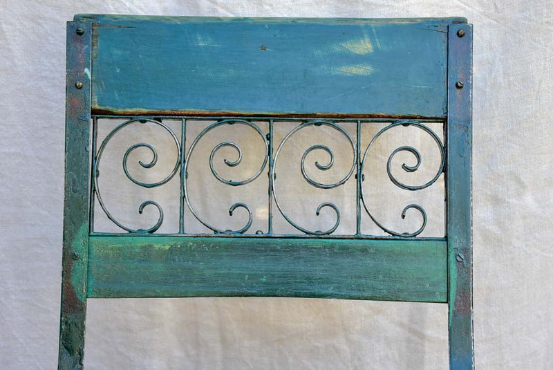 Antique Parisian garden table with three chairs - green