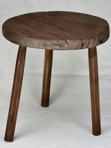 Antique French primitive milking stool with flat seat