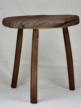 Antique French primitive milking stool with flat seat