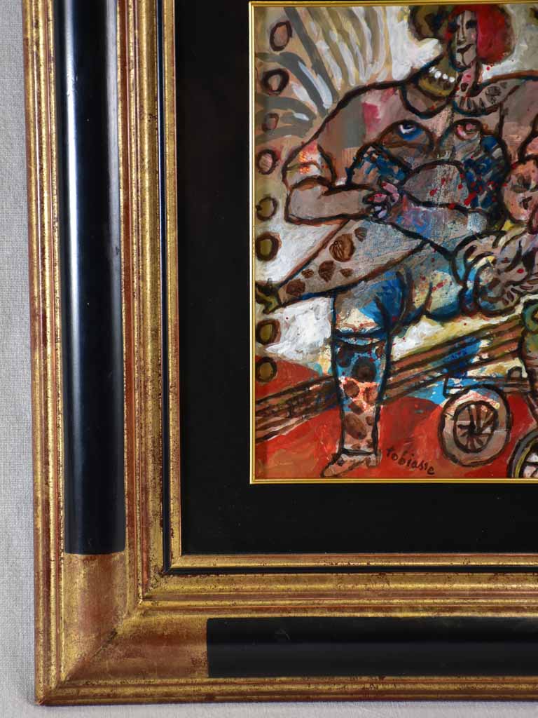 Mixed media gouache collage by Theo Tobiasse (1927-2012) titled Artistes Muses et Volupté 22½" x 22½"