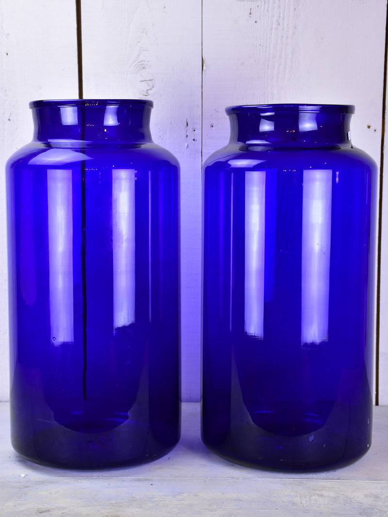 Pair of extra-large cobalt blue glass jars / vases – Chez Pluie