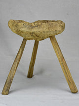 Timeworn antique French primitive milking stool