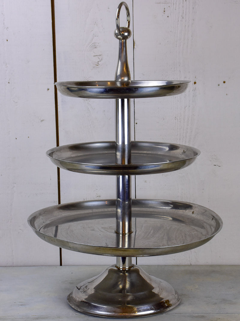 Large antique French three-tiered serving stand
