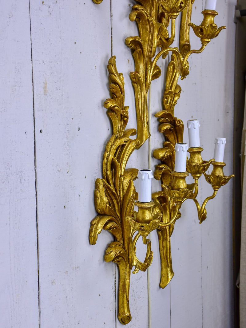 Set of five giltwood wall sconces