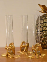 Set of three gilded bronze Fondica vases