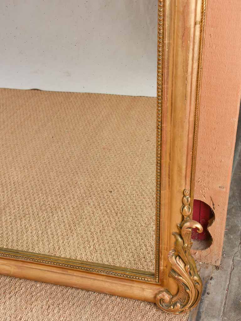 Large Napoleon III mirror with floral crest & garlands 74¾" x 45¼"