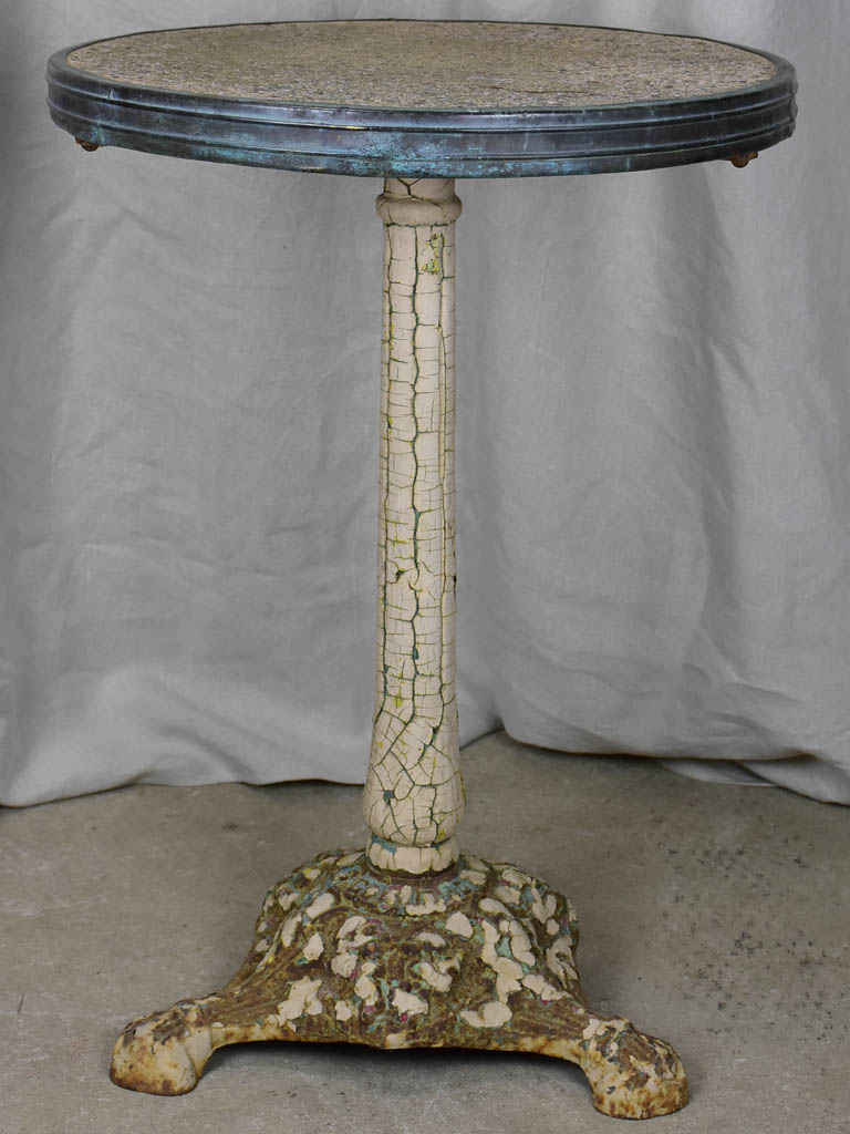 Antique French bistro table with cast iron base