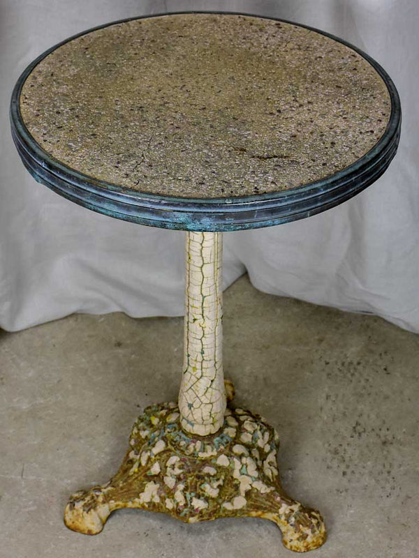 Antique French bistro table with cast iron base