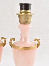 Pair of mid-century pink alabaster lamps 13"