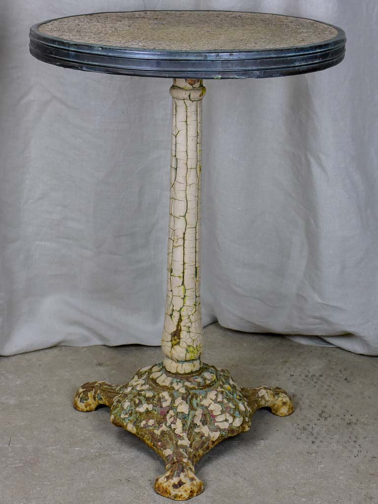 Antique French bistro table with cast iron base