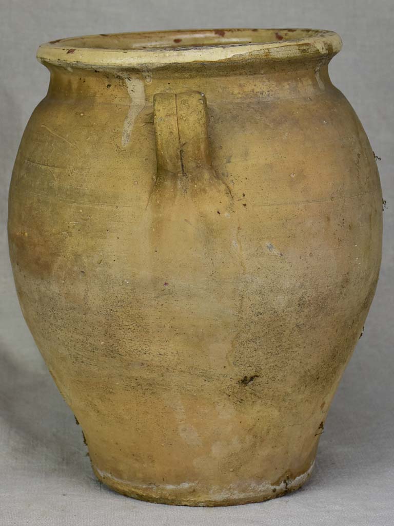 Large antique French confit pot with yellow glaze to the inside 12½"