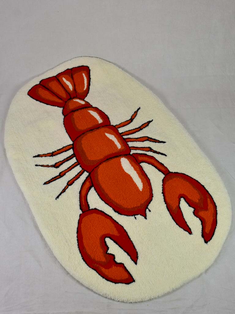 Artisan made woolen rug by E. Paris - lobster 35" x 57"