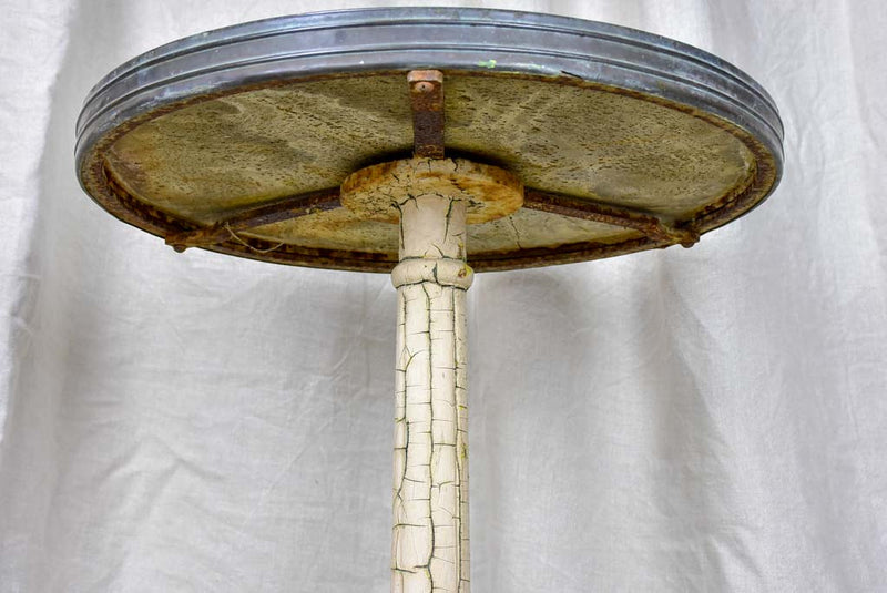 Antique French bistro table with cast iron base